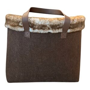 BARNES & NOBLE Felted Faux Fur Trim Cozy Cabin Carryall Book Tote